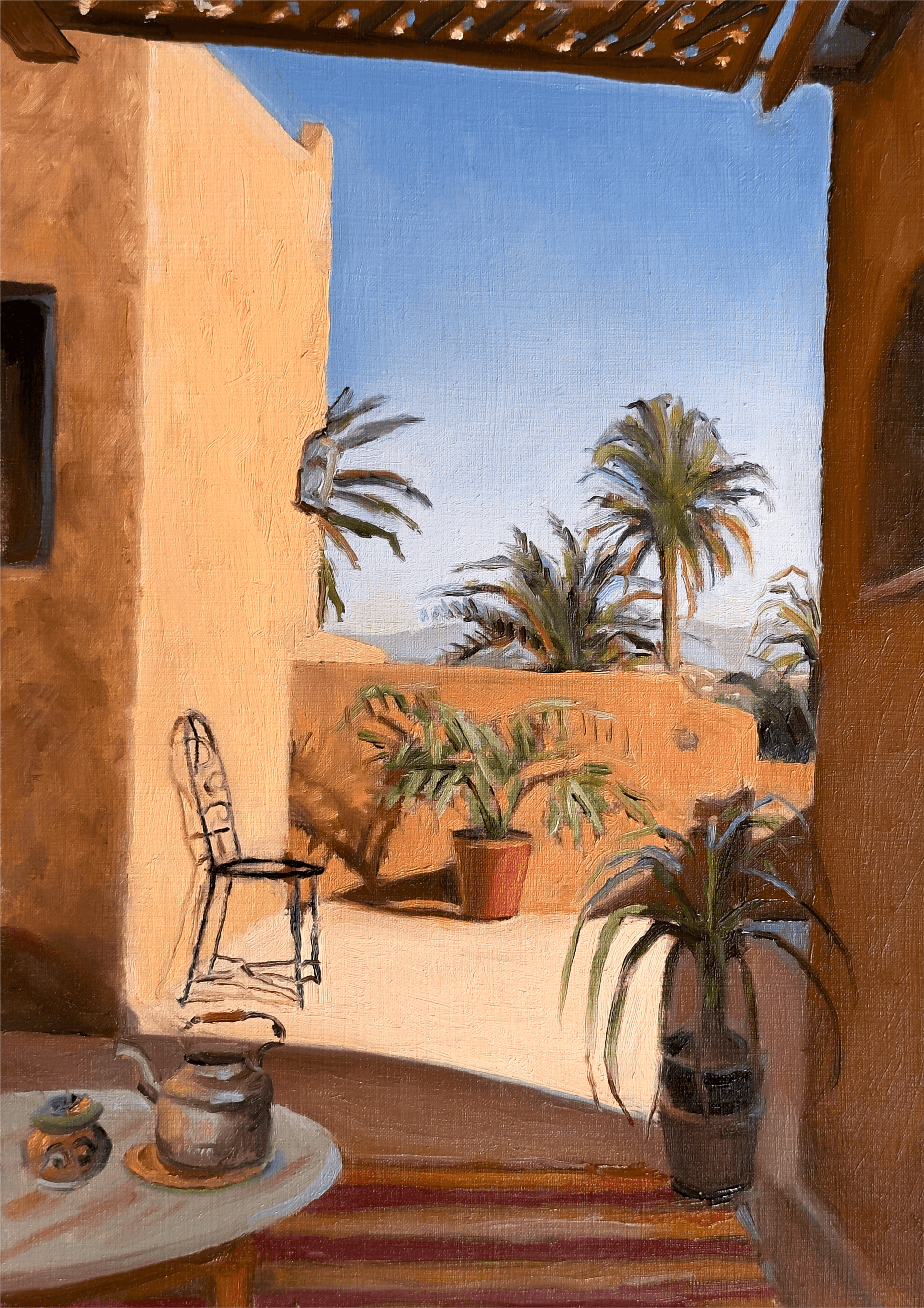 Vue de la terrasse, Maroc.